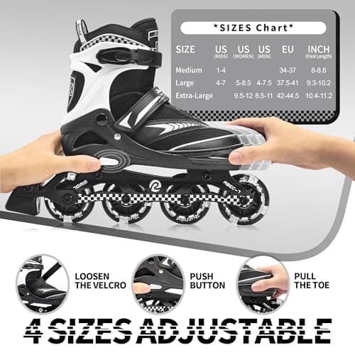 Ruthfot Adjustable Inline Skates for Boys and Girls with Full Light Up Wheels, Outdoor Roller Blades for Kids and Women — view 4