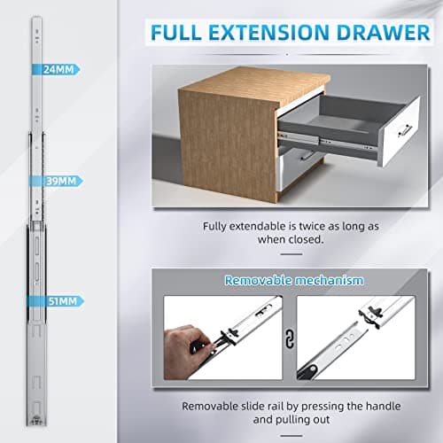 SHUHANG Heavy Duty Drawer Slides Full Extension 12 14 16 18 20 22 24 26 28 30 32 34 36 38 40 Inch (51mm -Without Lock, 20 inch) — view 5