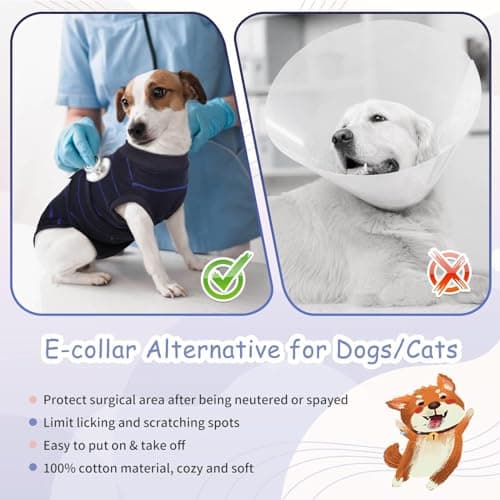 Kuoser Recovery Suit for Dogs, Female Male Dog Onesie for Spay Neuter, Anti Licking Dog Surgery Recovery Suit Soft Dog Bodysuit for Small Medium Large Dogs, Substitute E-Collar & Cone — view 5