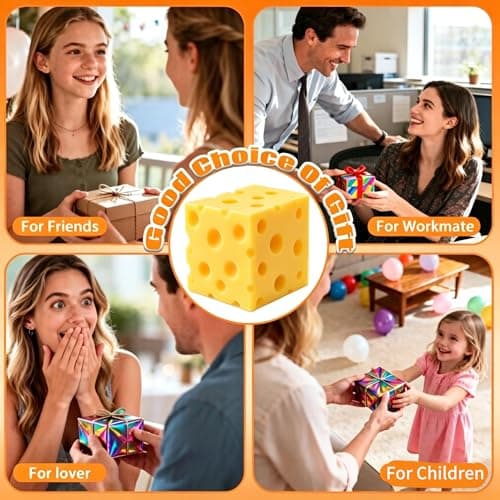 Yellow Cheese Squishy Toy Slow Rising Soft Squeeze Fidget Toy Stress Relief Sensory Desk Toy for Kids Adults Cute Party Gift — view 4
