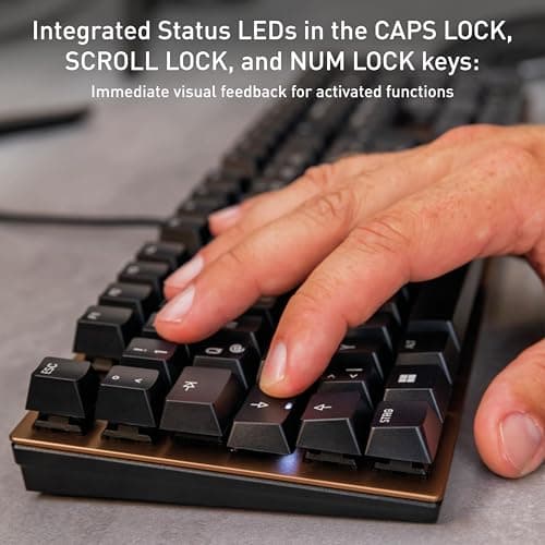 Cherry KC 200 MX, Wired Mechanical Office Keyboard, Modern Design with Elegant Aluminum Surface, USB-A Connection, MX2A Silent RED Switches, Black/Bronze — view 3