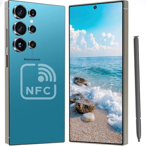 HTDSHFY I26 Ultra Unlocked Cell Phone with NFC, 7000mAh Long Battery Life Smartphone,Built in Pen,6.8" HD Screen 12+1TB Unlocked Phones,5G/Dual SIM/Fingerprint Unlock/Face ID (Sky Blue)
