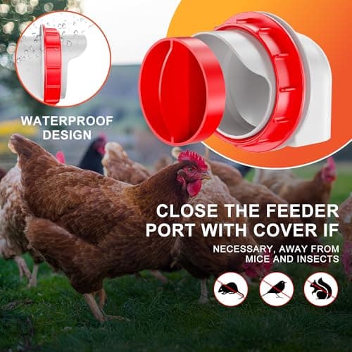 ZenxyHoC Chicken Feeders No Waste, DIY Automatic Poultry Feeder 4 Ports 1 Hole Saw with Covers Gravity Feed Kit for Buckets Barrels Bins Troughs — view 3