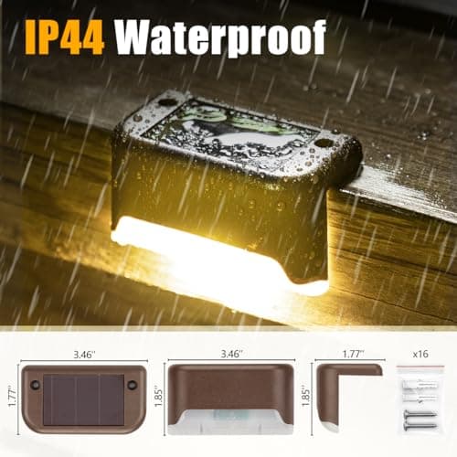 SOLPEX Solar Deck Lights Outdoor 16 Pack,Step Light Waterproof,Warm White — view 8