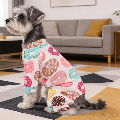 Dog Pajamas Comfy Dog Clothes for Small Dogs, 100% Cotton Dog Pjs Stretchy Breathable, Comfy Soft Pet Onesie Designed for Extra Small Sized Dogs Boy Girl Pet Jammies Outfits (Donuts, Large) — view 2