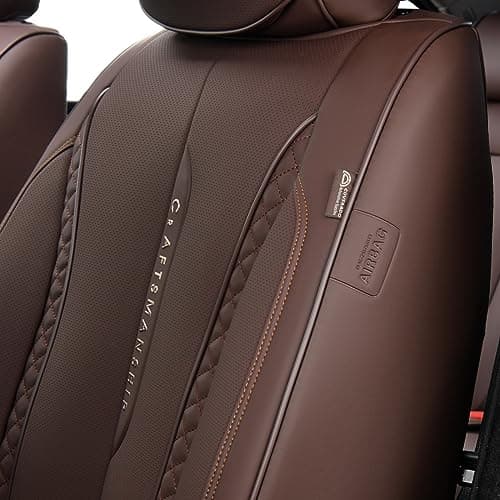 Coverado Car Seat Cover Front Seats, Brown Seat Covers Front Seats, Nappa Leather Waterproof, Car Seat Cushion, Car Seat Protector Universal Fit Most Cars — view 5