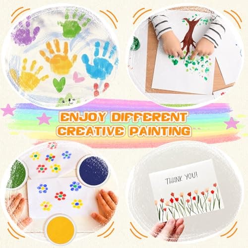 Nliyeisu 7 Inch Ink Pad Pads for Kids Washable, Large Stamp Pad with 8 Vibrant Colors, Non-Toxic Finger Paint & Stamp Pads Set for Arts and Crafts, Perfect for Children's DIY Projects, Home School Use — view 6