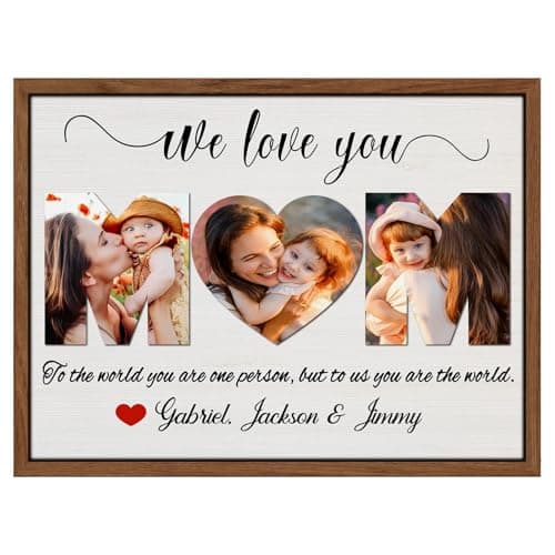 Ship Next Day Personalized Mothers Day Gifts for Mom from Daughter Son, Custom Canvas Picture Framed Wall Art for Mom, Customized Photo Gifts for Mother MAMA Wife Women 10"x 8"
