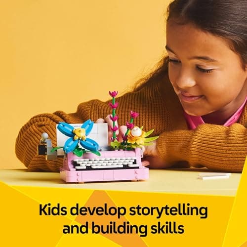 LEGO Creator 3 in 1 Typewriter with Flowers - Building Toy with 3 Building Options, Typewriter, Flowerpot with Pen & Notebook, or Keytar - Gift Idea for Birthdays - 31169 — view 4