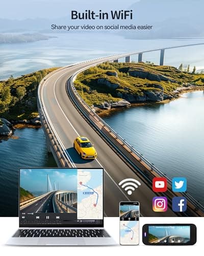 Dash Camera for Cars, 4K+1080P Dash Cam Front and Rear with 5G WiFi, Built-in 32GB Card, Night Vision, G-Sensor, 24H Parking Mode, Loop Recording — view 3