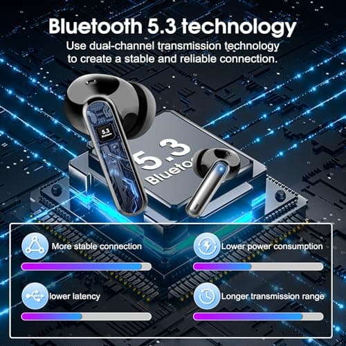 Wireless Earbuds, 48Hrs Bluetooth 5.3 Headphone in Ear with 4 ENC Mics — view 3