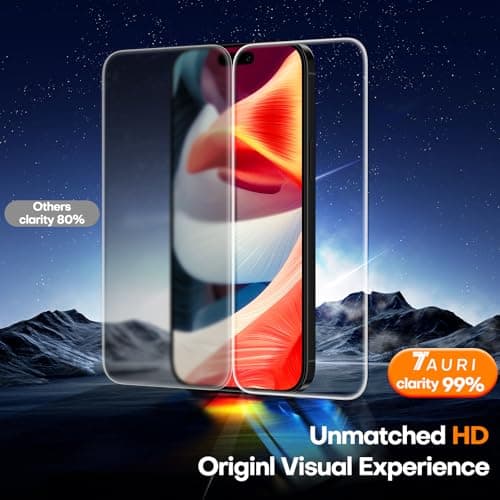 TAURI 4 in 1 for iPhone 15 Screen Protector, 3 Pack Tempered Glass Film + 1 Dust Free Easy Installation Tool, 9H Hardness Bubble Free Micro-curved Edges HD Screen Protector for 15 — view 3