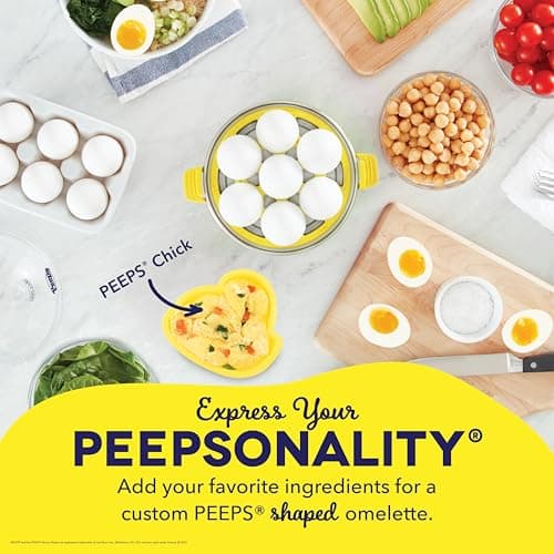 PEEPS & Dash Rapid Egg Cooker - Boiler, Poacher & Steamer - Includes Measuring & Recipe Guide - Dishwasher Safe - BPA Free - Holds 7 Eggs, Yellow — view 2