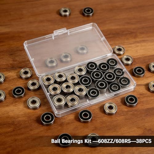 Dianrui 38 PCS 608RS & 608ZZ Ball Bearings Assortment Kit, Small Bearings Carbon Steel Deep Groove Bearing, for Furniture Wheel, Roller Skates, 3D Printing and ect (8mm x 22mm x 7mm) — view 4