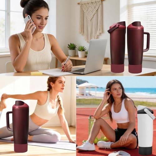 Protective Silicone Boots for Owala 30oz & 40oz FreeSip Sway Bottles & Tumblers, Anti-Slip Protective Sleeve, Black Cherry — view 5