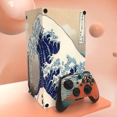 PlayVital The Great Wave Custom Vinyl Skins for Xbox Series X, Wrap Decal Cover Stickers for Xbox Series X Console Controller — view 3