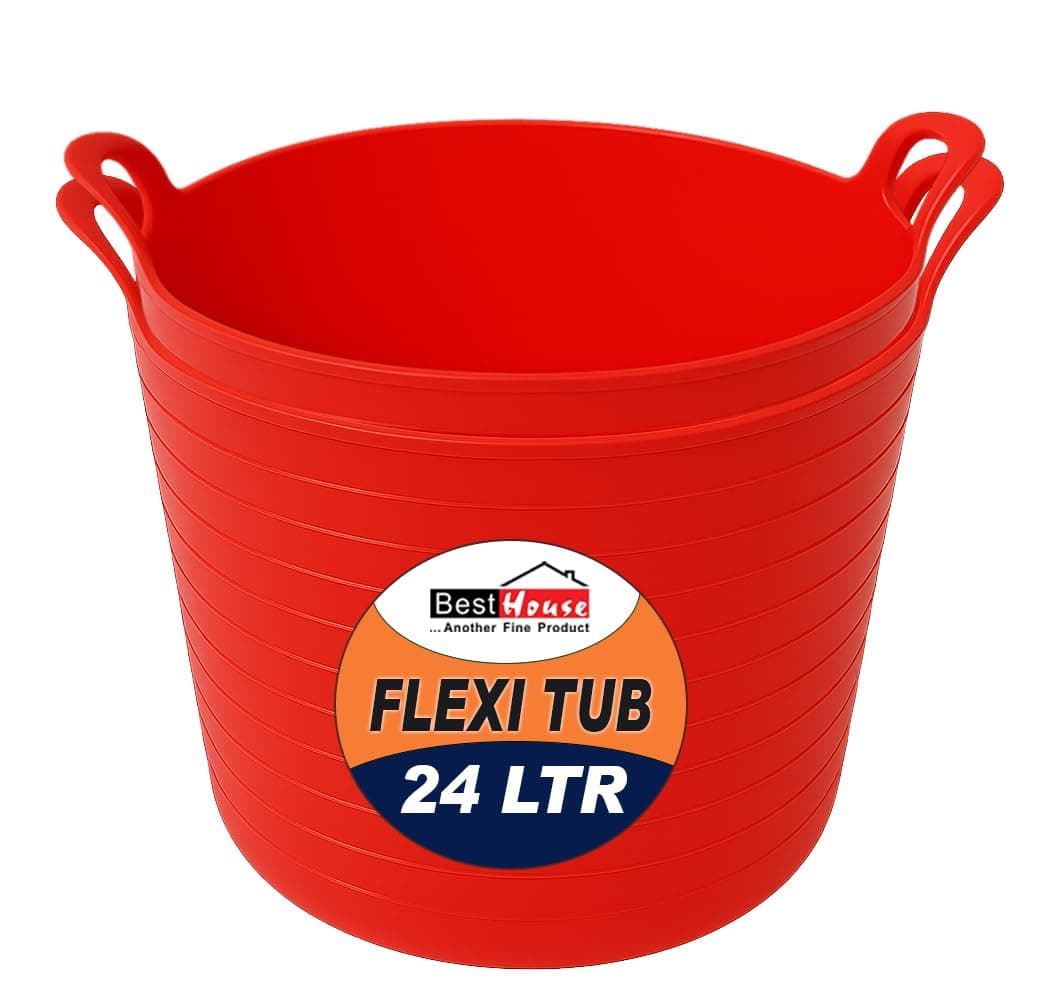Best House | 3 Pcs of Flexi Tub with Handles | Small Size | Mini | 7 Litres | Yellow | Garden Tubs | Plastic Storage Container for Home, Washing, Garden Waste and DIY Projects — view 46