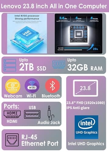 Lenovo IdeaCentre All-in-One Desktop Computer, 8GB RAM 512GB SSD
