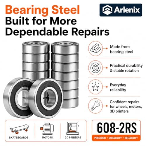 20 Pcs 608 Bearings 2RS, Premium Steel Sealed Deep Groove Bearings — view 4