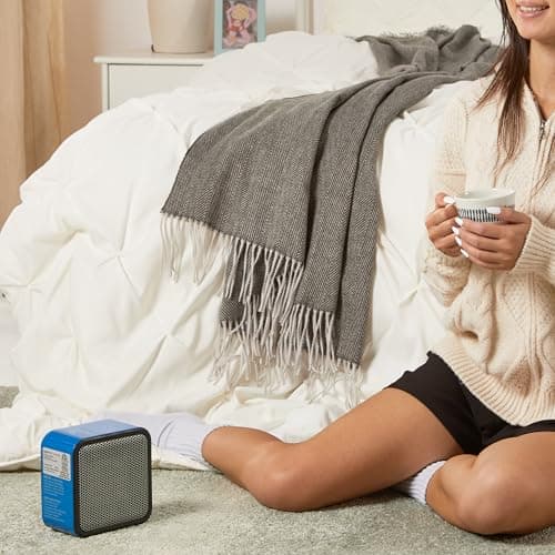 Amazon Basics Ceramic Portable Mini Space Heater for Office Desk, Fast Heating, Efficient, Indoor Use, 500W, With Tip-Over Protection, Lightweight 1.4 lbs, Blue, 5.9 x 3.2 x 6 inches — view 4