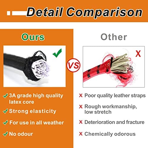 BEXSLE Bungee Cords with Hooks, Heavy Duty Outdoor Elastic Bungee Straps，No Odour Industrial Grade Bungee Rope for Securing Tarps, Luggage, Tents, Bikes or Garden Tidying 24inch 4Pcs (Black) — view 3