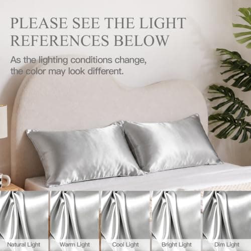 INSSL Silk Pillow Cases for Women, Mulberry Silk Pillowcase for Hair and Skin and Stay Comfortable and Breathable During Sleep (Gray, Queen,1 Pack) — view 6