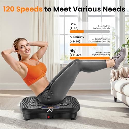 AXV Vibration Plate Fitness Platform Exercise Machine Vibrating Shaking Full Body Shaker Workout Vibrate Stand Shake Board Sport for Weight Loss Fat Burner for Gym Home Office — view 4
