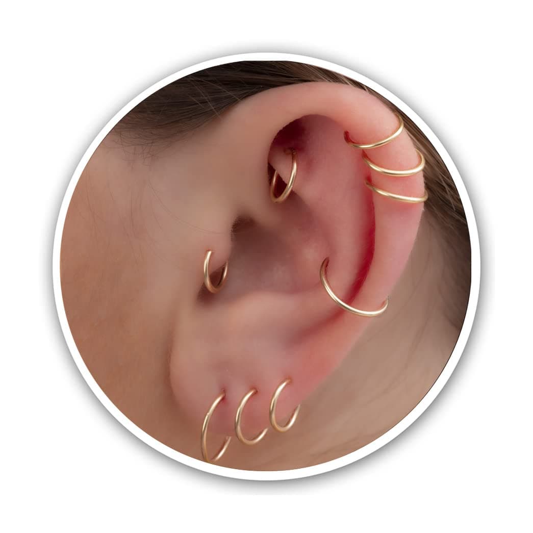 Small Cartilage Hoop Sterling Silver Huggie Hoop Earrings for Women Cartilage Nose Helix Tragus (Silver, 6mm 24 gauge / 1 pair) — view 10