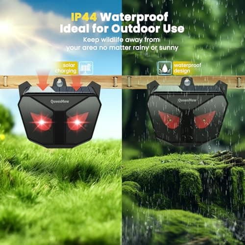 Solar Animal Repeller Outdoor 4 Packs, Nocturnal Animal Deterrent with Red LED Flashing Lights, Waterproof Wild Device for Chicken Coop, Cat, Skunk, Wolf, Deer, Coyote, Fox, Raccoon — view 3