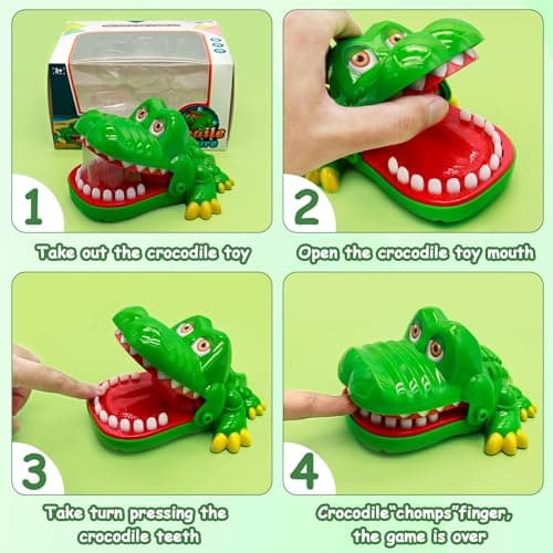 iShyan Crocodile Teeth Game for Kids Ages 4+, Alligator Tooth Game Push Teeth Down Toy, Funny Chomping Mouth Bite Surprise Games, No Batteries Travel Family Party Toy for Boys Girls