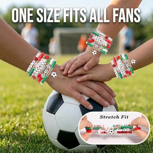 AICase Soccer Bracelets for FIFA World Cup 2026 Gifts, Game Day Mexico Soccer Fan Merch Bracelet Gear Merchandise Jersey Outfits Jewelry Accessories for Women Men Soccer Moms Party Favors Birthday — view 3