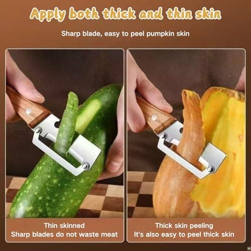 2 PCS Multi-Functional Kitchen Peeler, Vegetable Peeler, Wooden Kitchen Tool, Premium Wooden Handle - Stainless Steel Single Blade & Built-In Bottle Opener, Suitable for Peelable Vegetables & Fruits — view 5