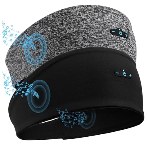 TOPIEI Sleep Headphones Bluetooth Headband for Side Sleeper 2-Pack, 17H Playtime, Wireless Headband Headphones with HD Stereo Speakers for Workout,Running,Yoga, Ideal Gifts for Men, Women, Teens