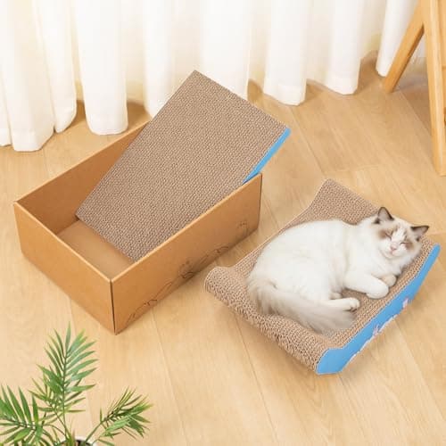 UUig Cardboard Cat Scratcher Bed 16.9” Cat Scratch Box with Pad