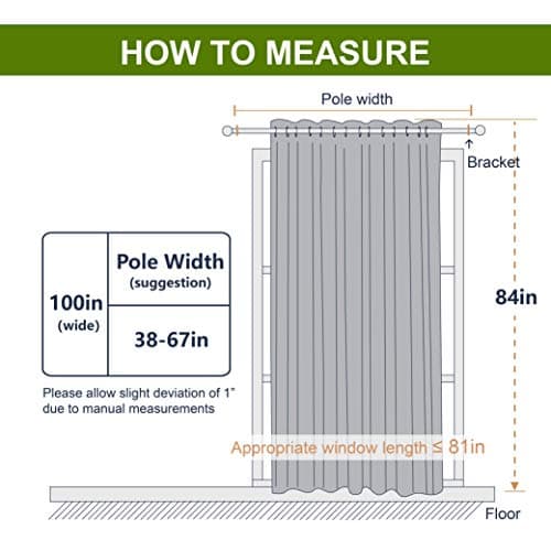 NICETOWN Grey Blackout Patio Sliding Door Curtains 84 inch Length, Grommet Room Divider Thermal Insulated Curtain Drapes for French Door/Living Room (Gray, W100 x L84, 1 Panel) — view 7