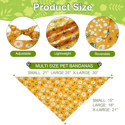 Agroon Spring Dog Bandanas Small 3PCS, 6 Pattern Summer Floral Scarf for Boy and Girl, Triangle Reversible Bibs Breed for Puppy Pets — view 2