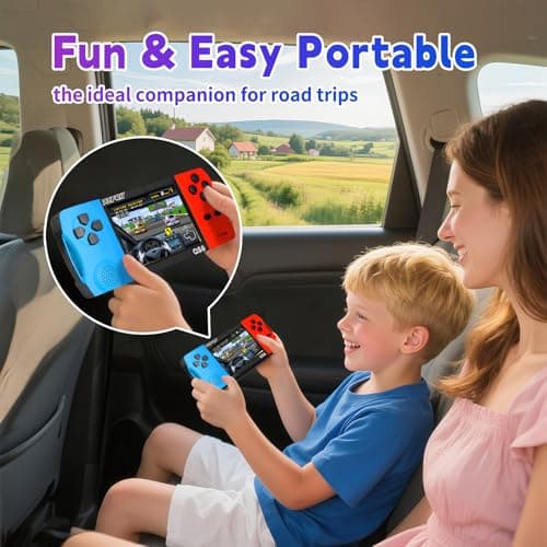 SNONBROS Handheld Game Console for Kids 3.5" IPS Large Screen Rechargeable,Preloaded 216 Video Games,Arcade Electronic Toy Birthday Xmas Present for Girls—BlueRed — view 4