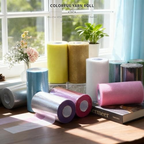 White Glitter Tulle Fabric Rolls, 6" x50yd, for DIY Tutu Skirt & Wedding — view 5