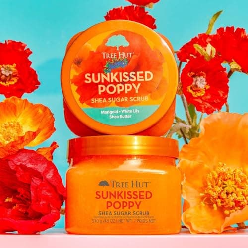 Tree Hut Sunkissed Poppy Shea Sugar Scrub, Exfoliating, Hydrating & Moisturizing Body Scrub with Shea Butter & Nourishing Essential Oils, Smooth & Soften Skin, 18 oz — view 4