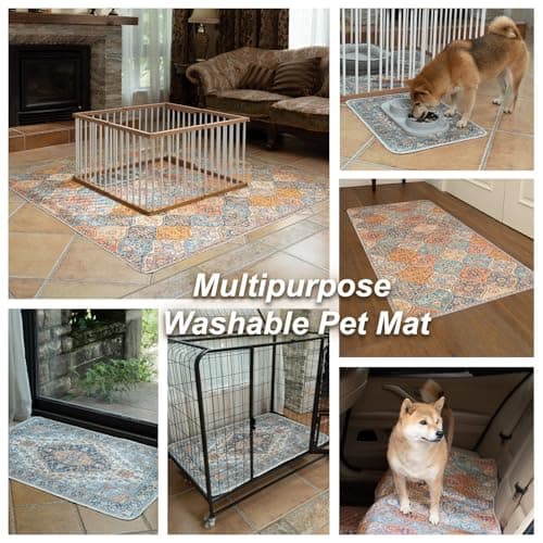 nunubaby Washable Pee Pads for Dogs, Stylish, Non-Slip and Leak-Proof Pee Pads. Reusable Potty Pads for Dogs for Crates and Floors.(Beige/Multi, 24" x36" ) — view 5