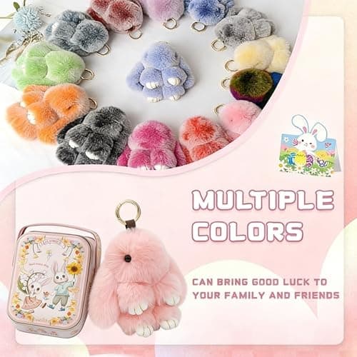 2026 New Bunny lulu Keychain, Cute Soft Fuzzy Bunny Keychain with Tin Box, Rabbit Charm for Bags, Easter Gift (B)