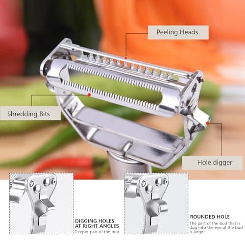 Multifunction Stainless Steel Julienne Peeler Vegetable Peeler Double Planing Grater Kitchen Accessories Cooking Tools — view 2