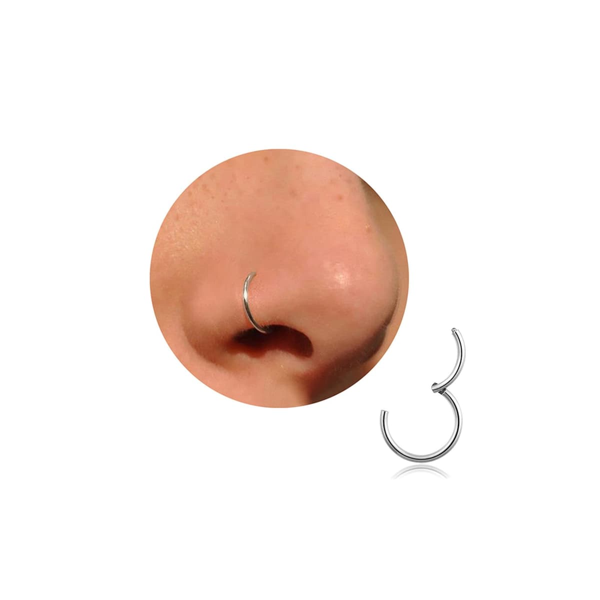 20G 18G 16G Titanium Nose Ring Hoop, Cartilage Hoop Earrings for Women Men Silver Gold Nose Ring Septum Ring Tragus Conch Helix Daith Lip Piercing Jewelry 6mm/7mm/8mm/9mm/10mm — view 10