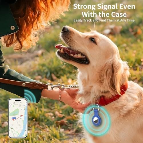 HATALKIN 4 Pack Silicone Holder for AirTag,Soft Protective Keychain Case Compatible with Apple AirTags 1st & 2nd Generation,Key Chain Ring Cover GPS Tracker Item Air Tagfinders for Kids,Bags,Luggages — view 5
