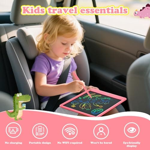 EooCoo LCD Writing Tablet for Kids, Road Trip Essentials 10 Inch Kids Drawing Pad, No Mess Coloring Books for Toddler, Travel Toys Airplane Activities, Back to School Gift for 3-8 Years Old Girls Boys