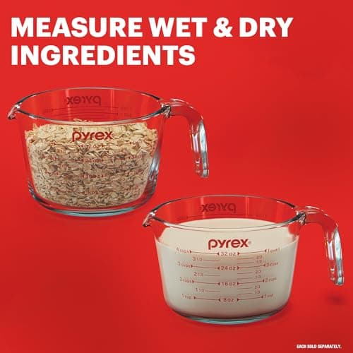 Pyrex Essentials (3-Pack) Glass Measuring Cups Set, (1, 2 & 4 Cup) Measuring Cups For Prepping, Baking and Cooking, Preheated Oven, Dishwasher, Freezer, and Microwave Safe — view 2