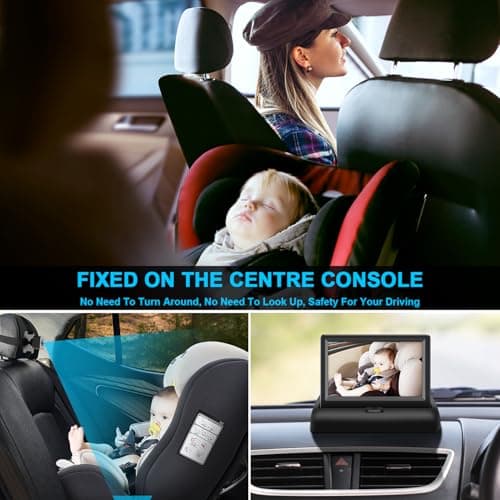 Baby Car Mirror with 4.3'' HD Night Vision Function Display, Safety Car Seat Camera with Wide Crystal Clear View, Easily Observe The Baby’s Move(Not USB) — view 3