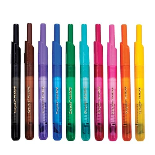 Crayola Clicks Retractable Tip Markers (10ct), Washable Cone Tip Art Marker Set, Cute Aesthetic School Supplies, Classroom Must Haves, Ages 3+