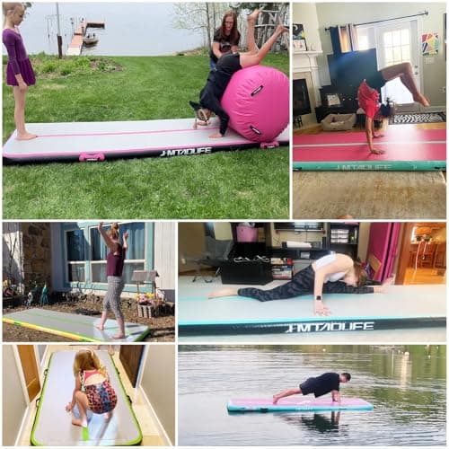 HMTAOLIFE Inflatable Gymnastics Air Mat Tumbling Track, 6.6/10/13/16/20ft Tumbling Mat Air Tumbling Track for Kids, Air Training Mat with Air Pump for Home/Water Fun/Gym/Yoga/Training/Cheerleading — view 3