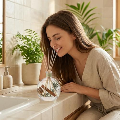 Cedar Wood & White Musk Essential Oil Reed Diffuser for Home&Office, Luxury Hotel Collection Diffuser Oil Inspired by Ritz Carlton, Bathroom,Bedroom&Living Room Shelf Decor,Non-Toxic & Gift Ready — view 5